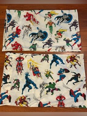 Pottery Barn Kids Justice League 2 Pillow Cases Marvel Superhero Organic Cotton